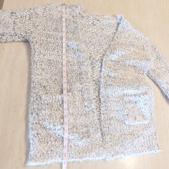 Cotton Emporium White Heathered Open Front Cold Weather Cardigan Sweater Large - Picture 8 of 8